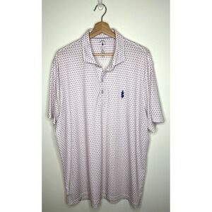 Johnnie O Top Shelf Polo Shirt Mens XL Floral All Over Print Performance UPF 50‎